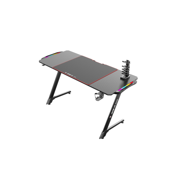 GAME YS GAMING DESK, RGB LYS SORT, MOUSE PAD, CUP HOLDER