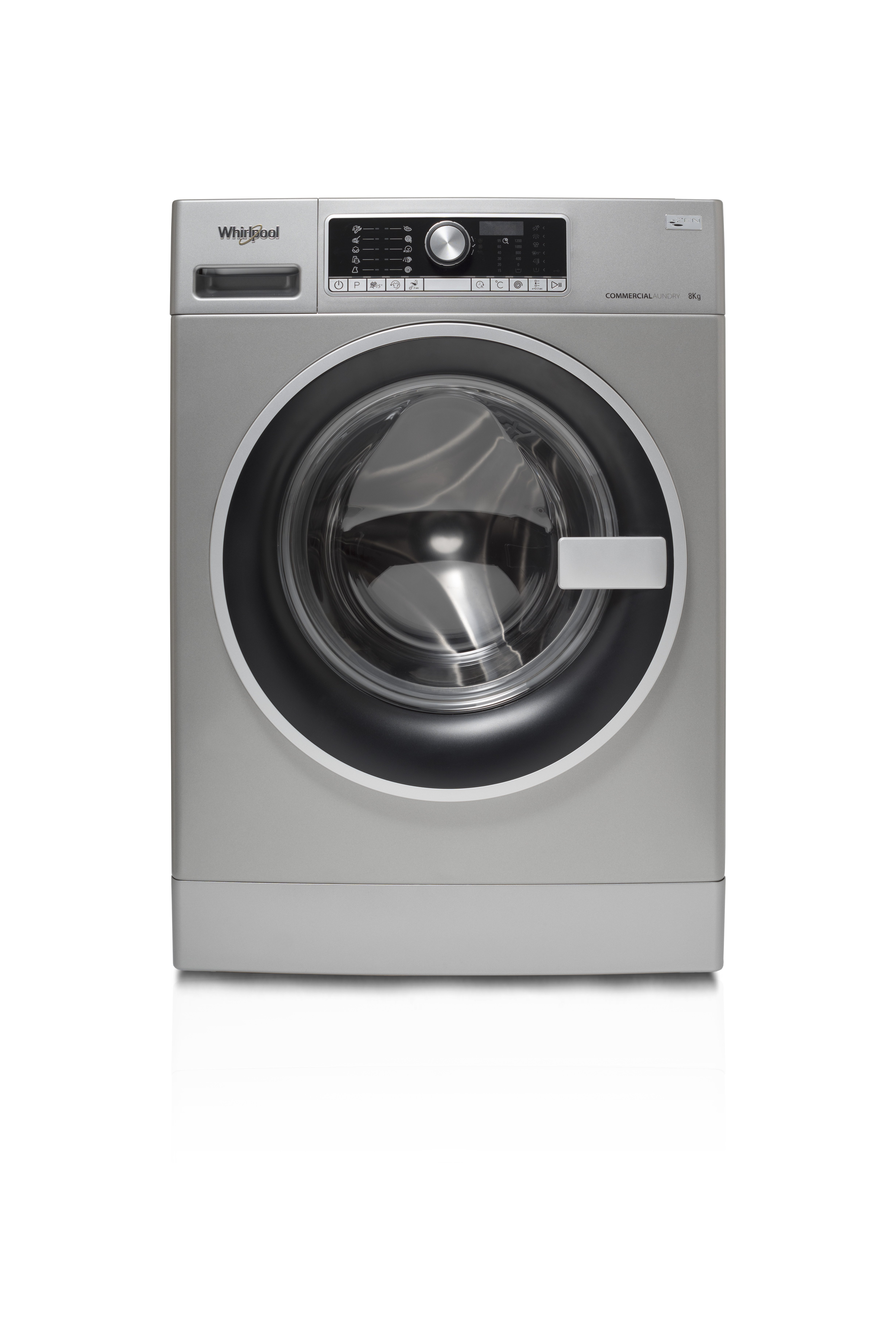WHIRLPOOL PRO 8 KG VASKEMA. 1200 OMDR. ZEN, TROMLE 64 L., AQUASTOP, 69/49 dBA