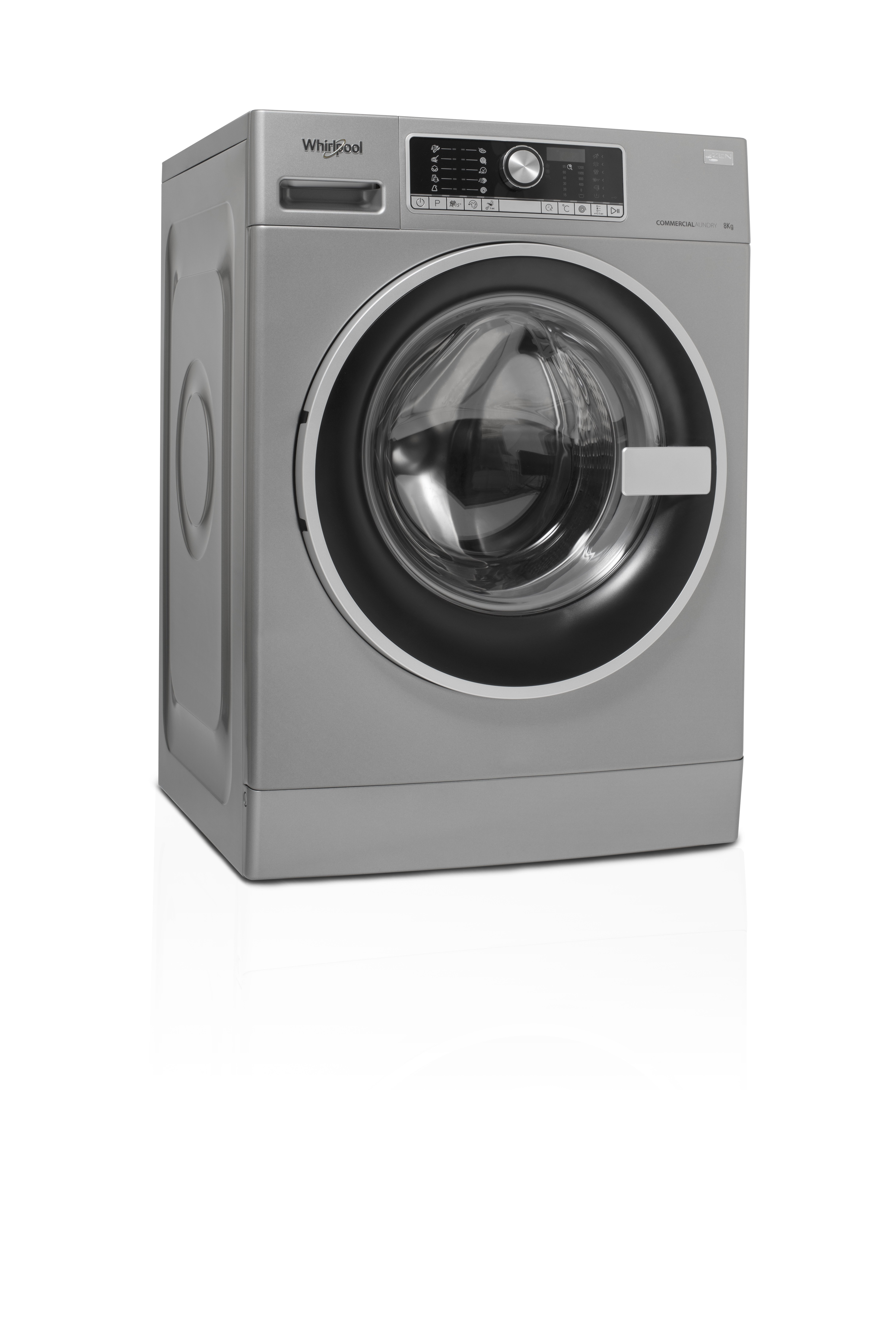 WHIRLPOOL PRO 8 KG VASKEMA. 1200 OMDR. ZEN, TROMLE 64 L., AQUASTOP, 69/49 dBA
