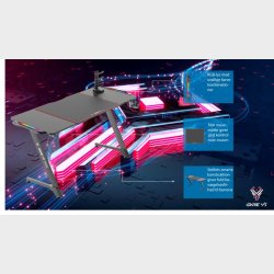GAME YS GAMING DESK, RGB LYS SORT, MOUSE PAD, CUP HOLDER