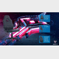 GAME YS GAMING CHAIR KID SORT PVC L�DER, RGB LYS