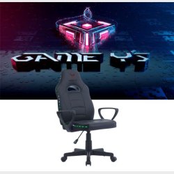 GAME YS GAMING CHAIR KID SORT PVC L�DER, RGB LYS