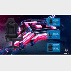 GAME YS GAMING CHAIR VOKSEN SORT PVC L�DER, RGB LYS