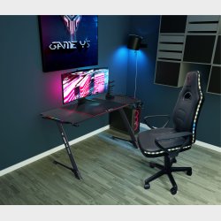GAME YS GAMING CHAIR KID SORT PVC L�DER, RGB LYS