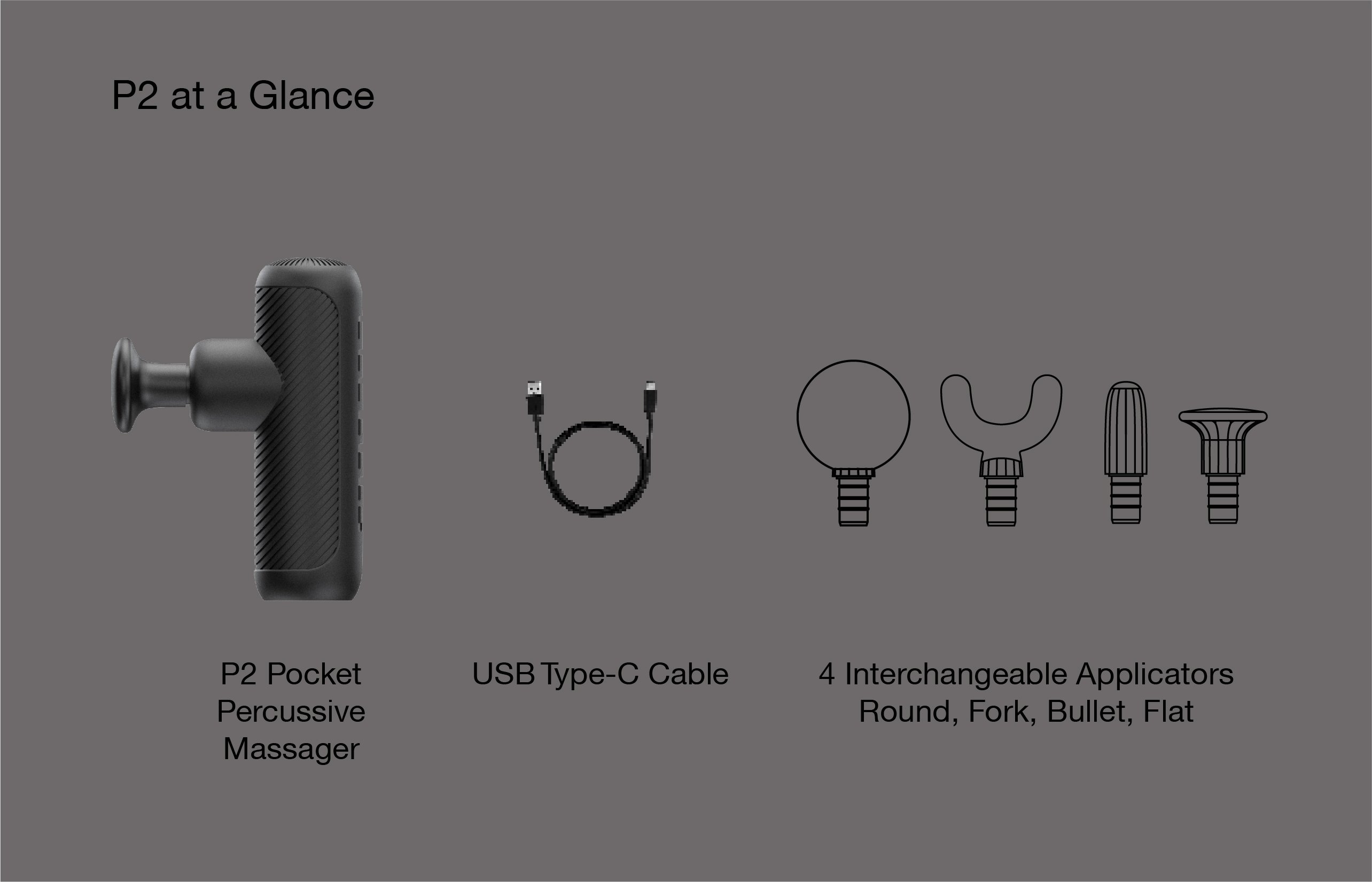 ELEEELS P2 AZURE POCKET MASSAGE GUN 4 SPEED, 4 APPLICATORS