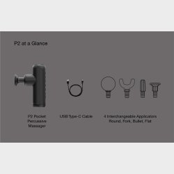 ELEEELS P2 AZURE POCKET MASSAGE GUN 4 SPEED, 4 APPLICATORS