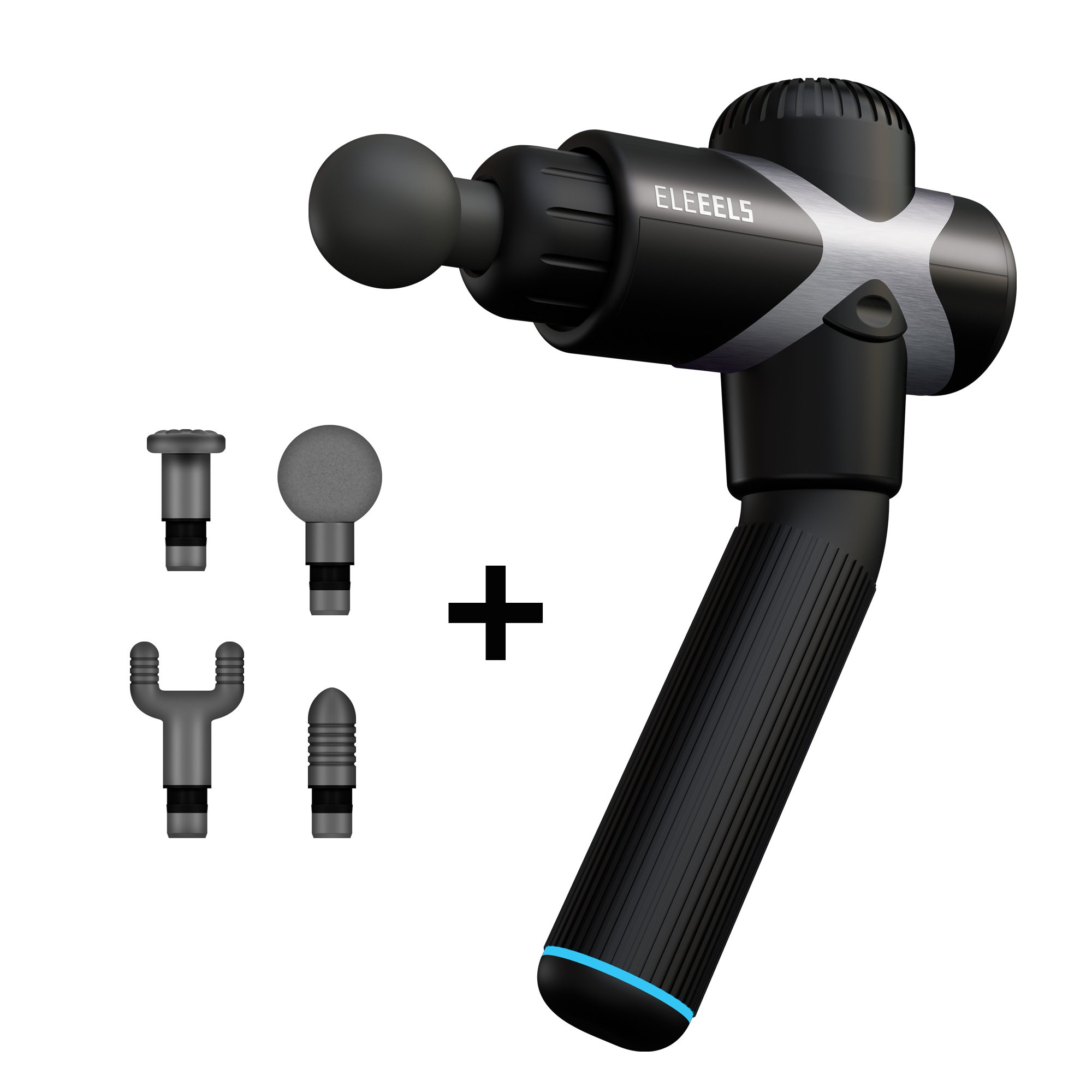 ELEEELS X1-T BLACK THERAPY GUN MASSAGE, 4 APPLICATORS, 6 SPEED
